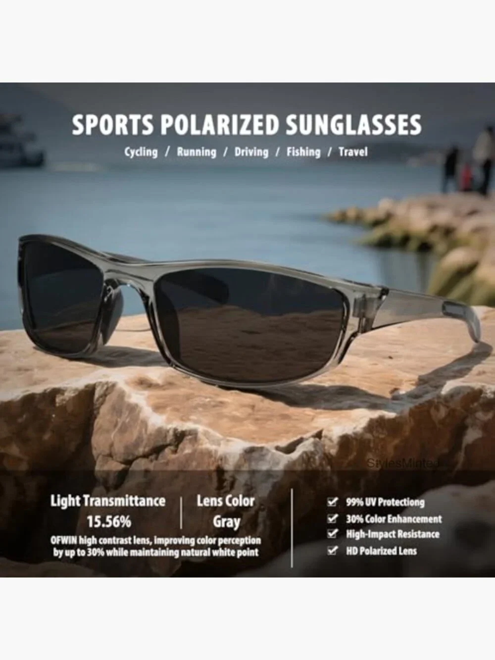 Sports Wrap Around Sunglasses UV400 Polarized Fishing Running Cycling Driving